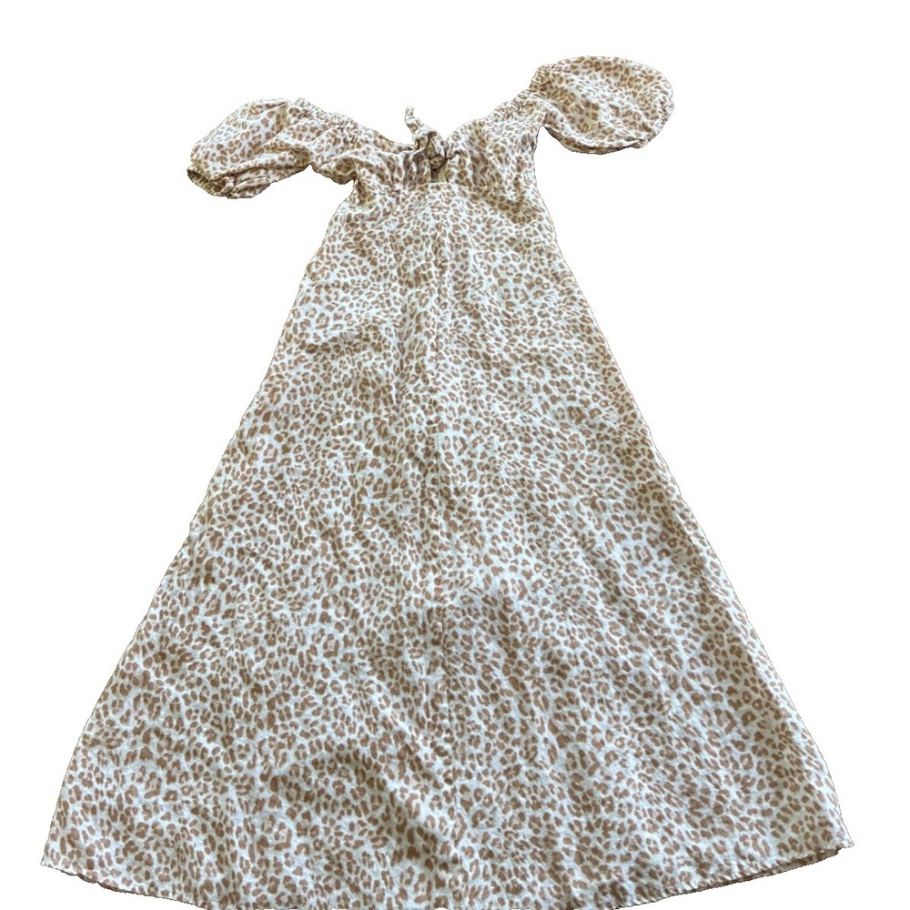 Kivari Women's Dress Small Leopard Print Euro Summer Mob Wife Resort Wear Brunch